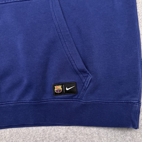 Nike F.C. Barcelona Fleece Pullover Hoodie Men's Large Blue Graphic FCB Football - Picture 5 of 9